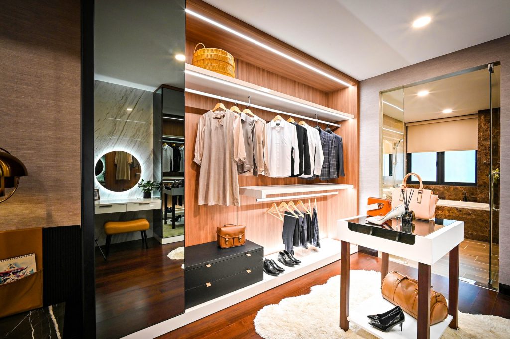 Outfit a Walk-In Closet with a Wooden Closet Organizer